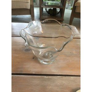 MCM Vintage 1950’s Italian Murano clear glass Bowl / vase  signed